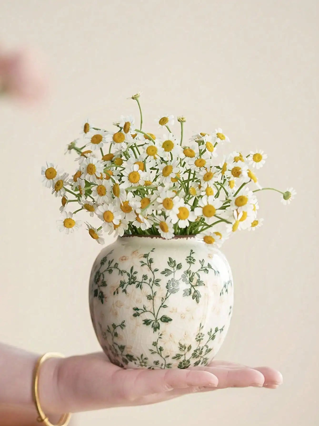 Ice Crackle Ceramic Vase – Handmade Bohemian Art Home Decoration