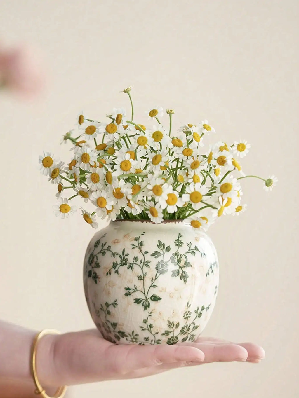 Ice Crackle Ceramic Vase – Handmade Bohemian Art Home Decoration
