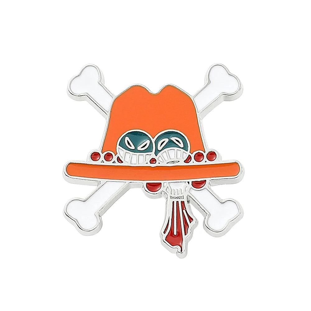 One Piece Enamel Brooch – Monkey D. Luffy Skull Lapel Pin for Bags & Jackets