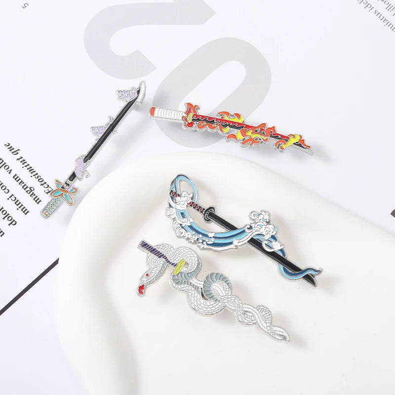 Demon Slayer Weapon Enamel Pins – Anime Sword Metal Brooch Badge