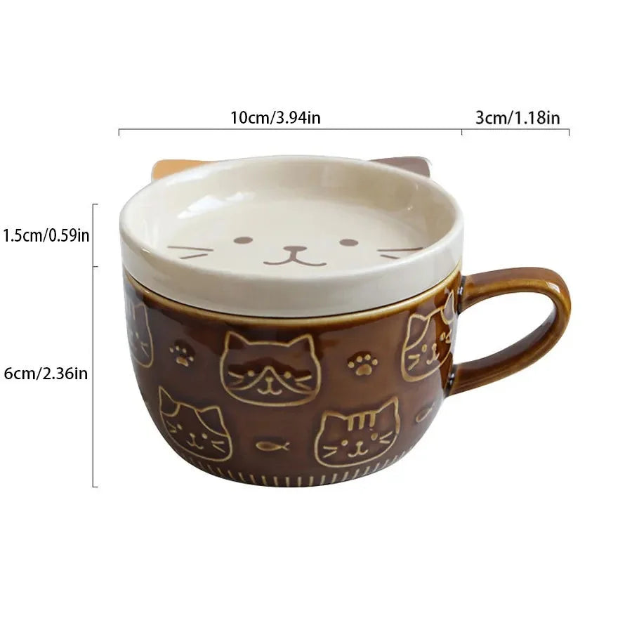 OLENKA Japanese Cartoon Cat Ceramic Mugs