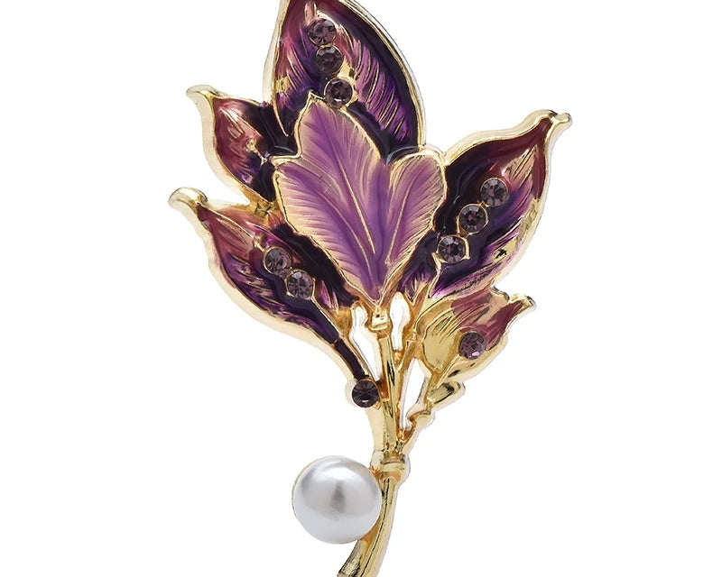 Vintage Enamel Leaf Brooch