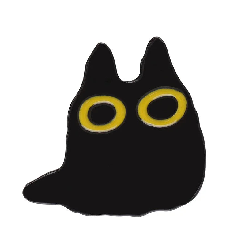 Cats in Plants Enamel Pin – Cute Black Cat Potted Plant Brooch Gift