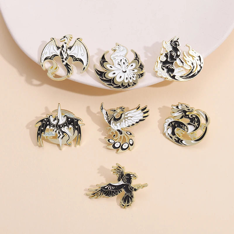 Animal Enamel Pin – Eagle, Dragon & Bird Brooch Badge