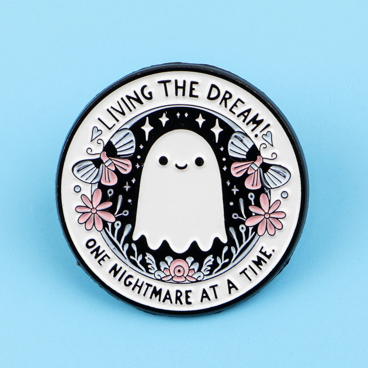 Cartoon Ghost Enamel Pin – Cute Halloween Brooch