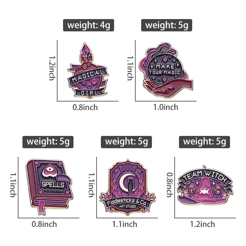 Mystic Crow Enamel Pin – Tarot & Magic Ball Design