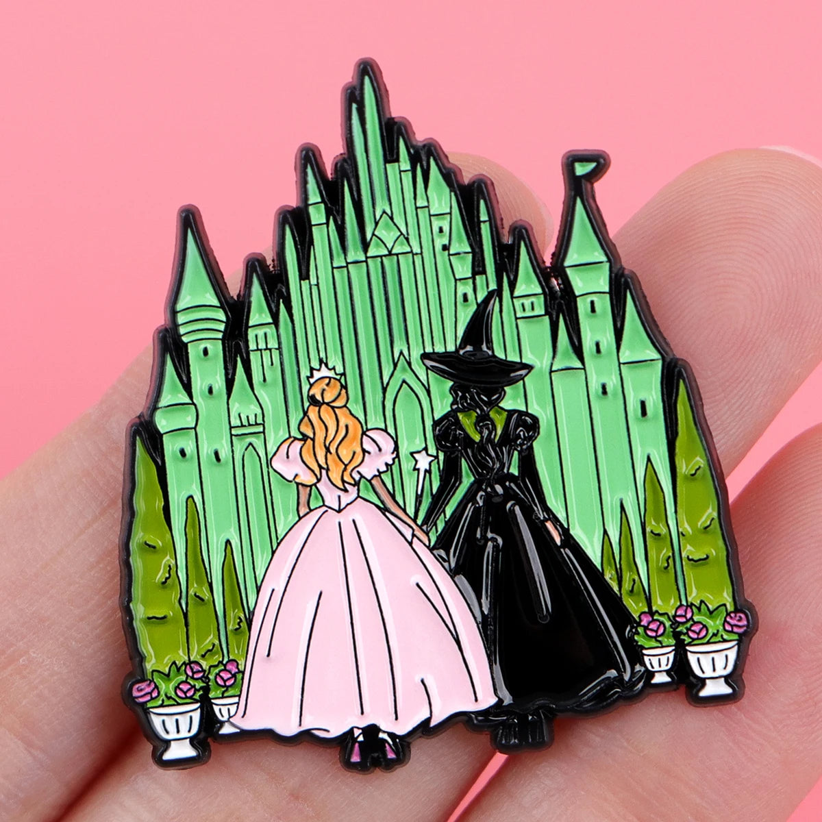 Princess & Witch Enamel Pin – Cute Cartoon Brooch for Bags & Clothes