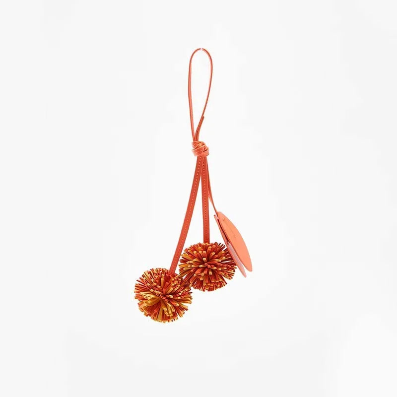 High-Grade Leather Flower Ball Tassel – Bag & Car Pendant