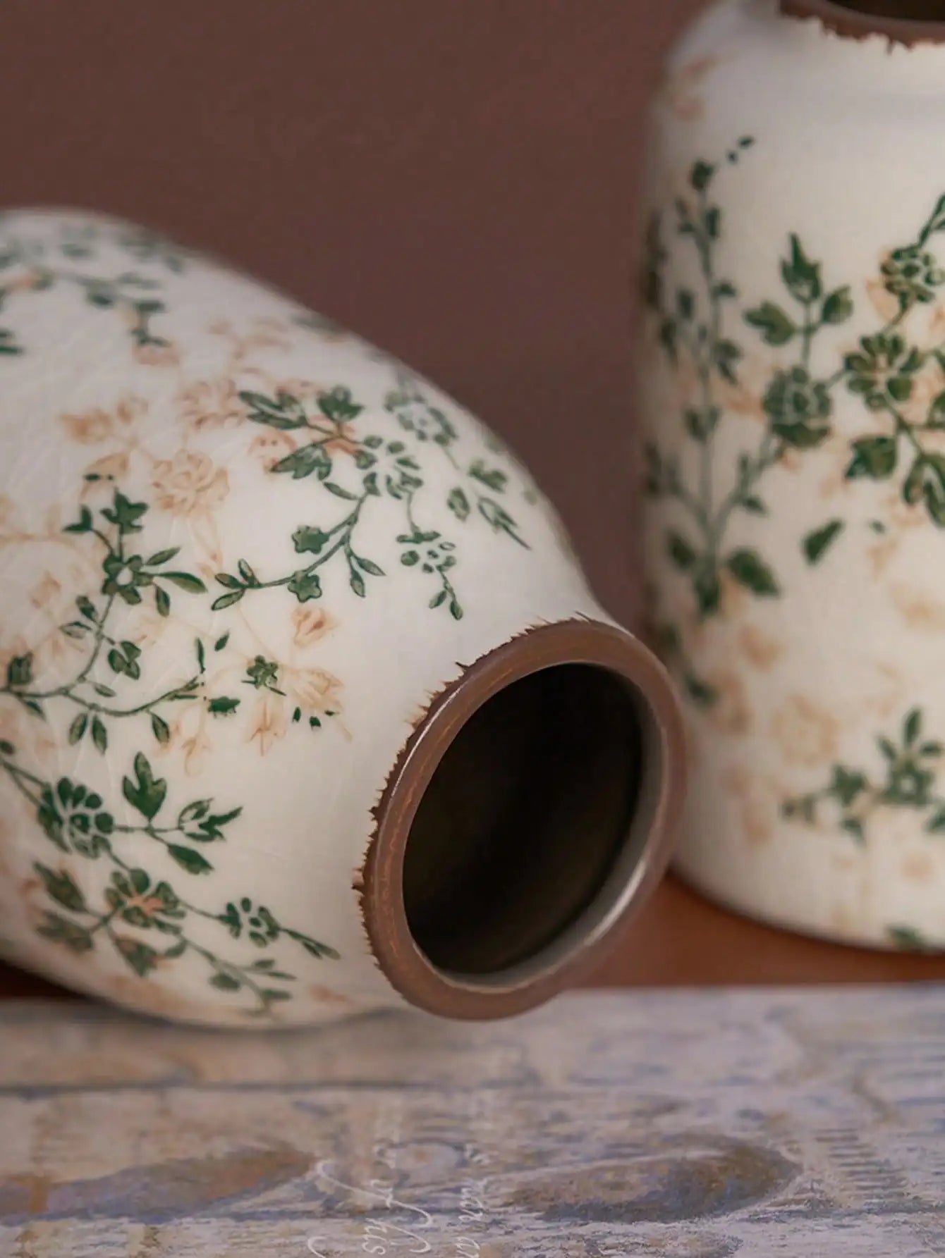 Ice Crackle Ceramic Vase – Handmade Bohemian Art Home Decoration