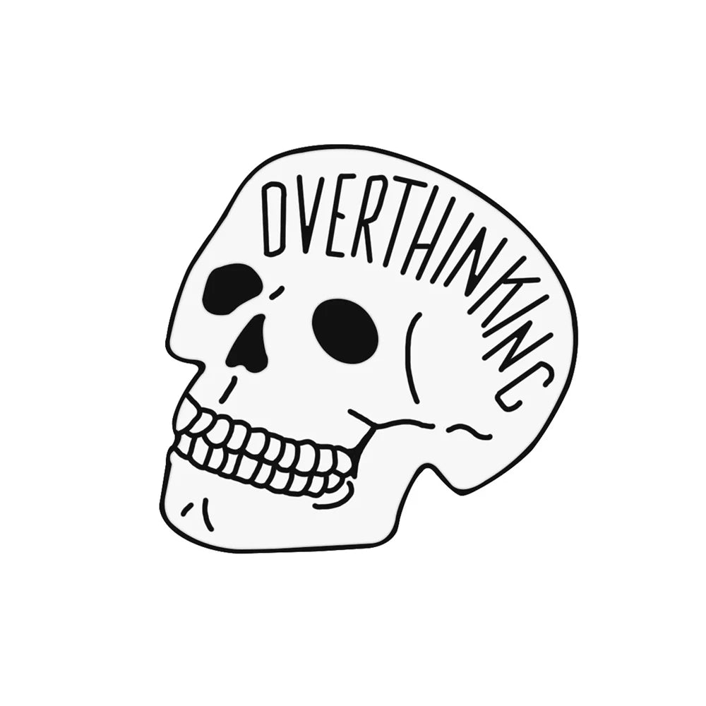 BOO! Skull Enamel Pin – Black & White Punk Horror Lapel Badge for Bags & Jackets