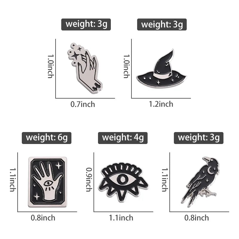 Mystic Crow Enamel Pin – Tarot & Magic Ball Design