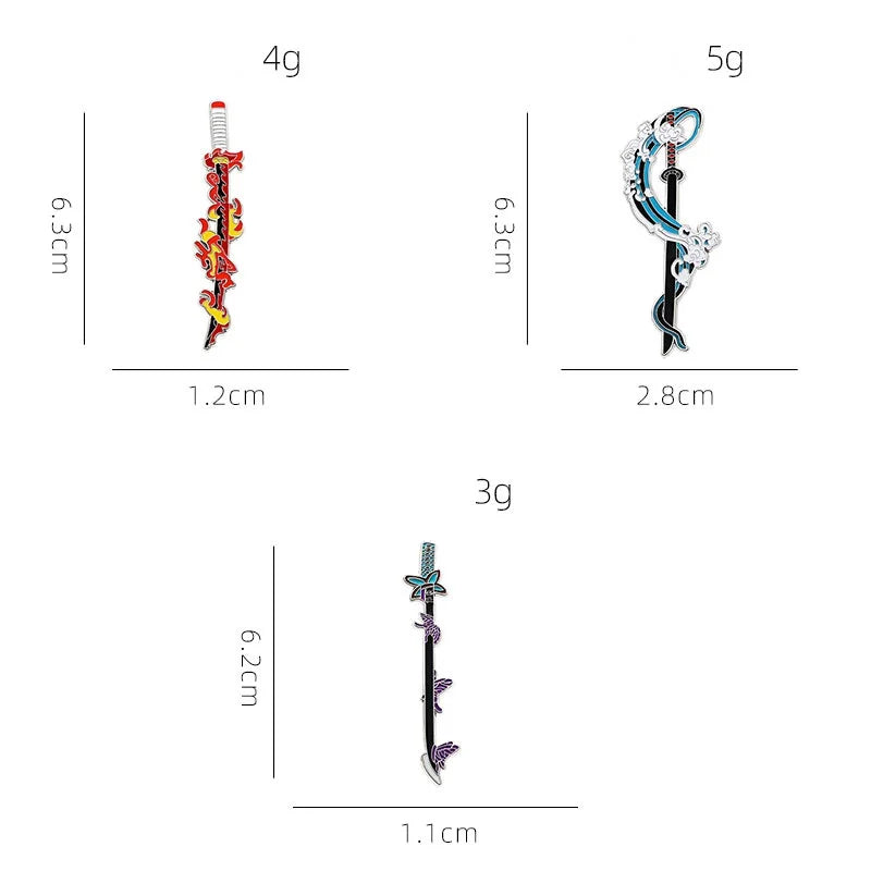 Demon Slayer Nichirin Sword Enamel Pin – Sea Wave, Fire, Butterfly & Snake Designs