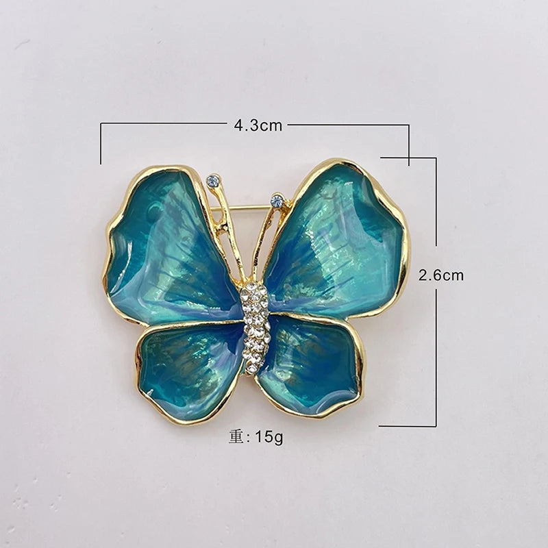 Blue Enamel Butterfly Brooch