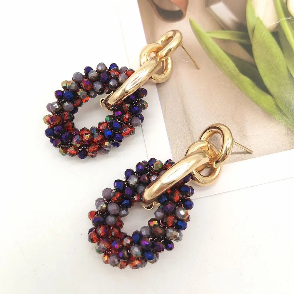 Vintage Boho Beaded Hoop Earrings