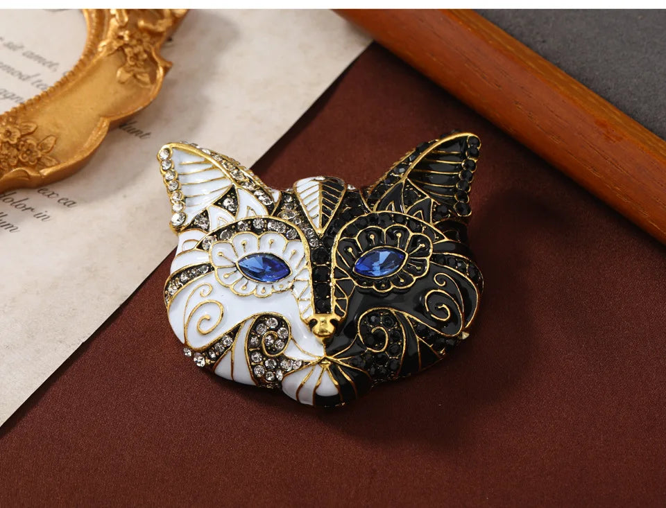 Retro Enamel Cat Mask Jewelry