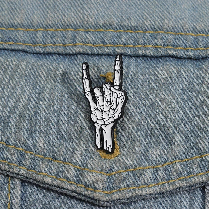 Skeleton Hand Enamel Pin – Punk Rock Brooch