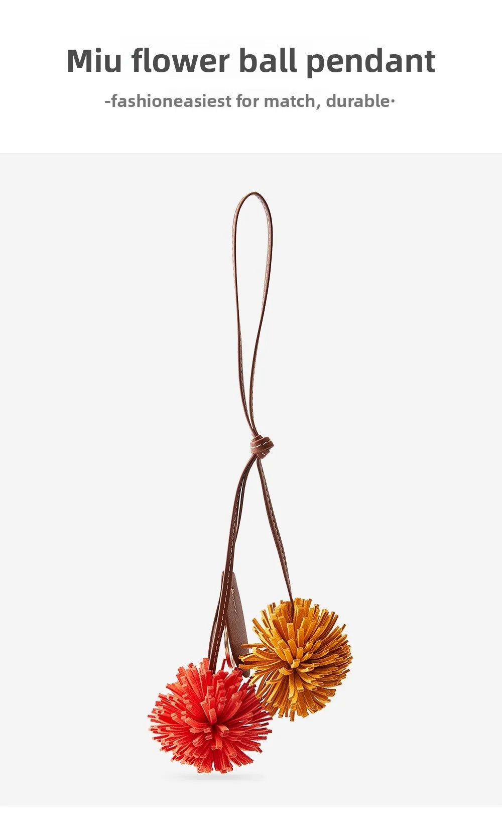 High-Grade Leather Flower Ball Tassel – Bag & Car Pendant