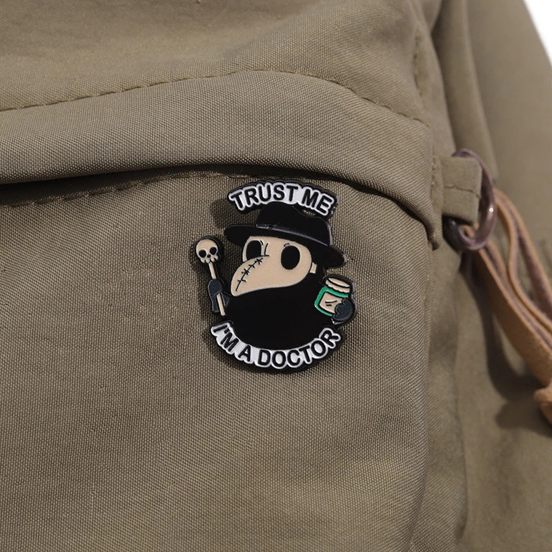 Plague Doctor Enamel Pin – Gothic Punk Brooch