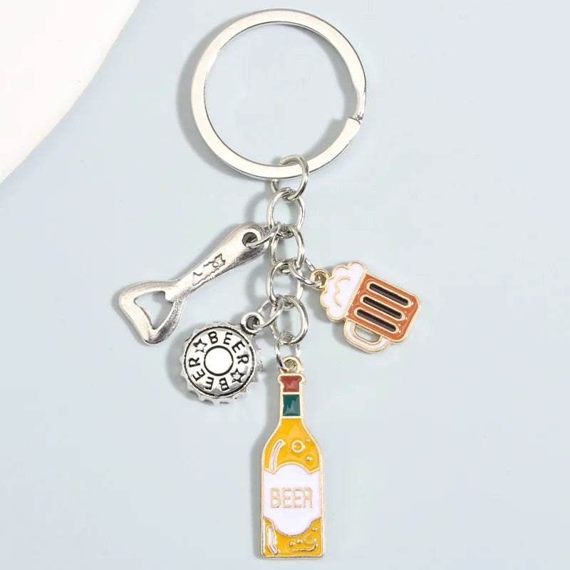 Cute Beer Cup Keychain – Enamel Key Ring for Handbags & Cars