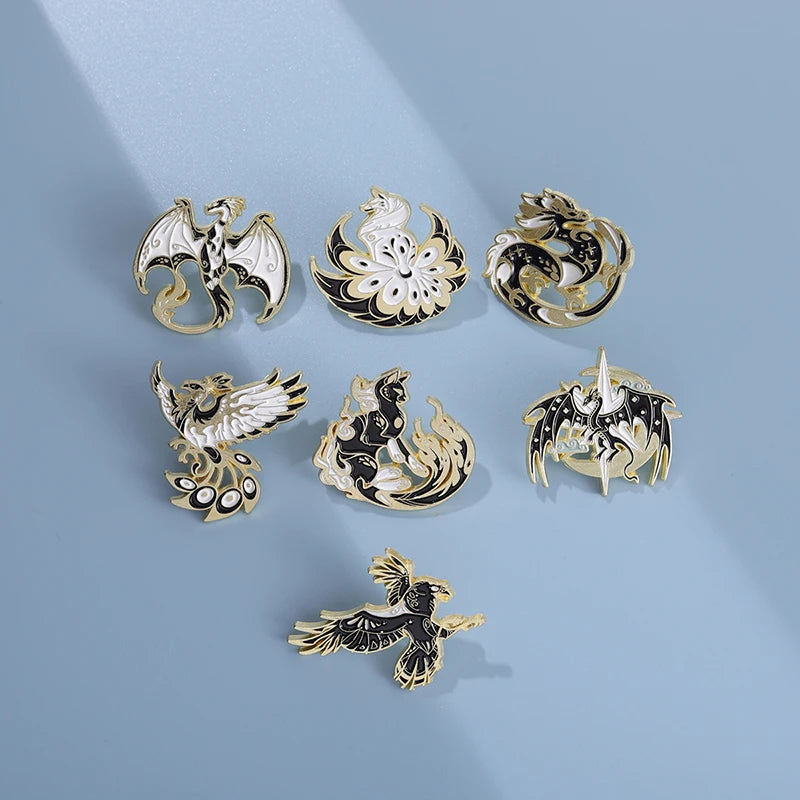 Animal Enamel Pin – Eagle, Dragon & Bird Brooch Badge