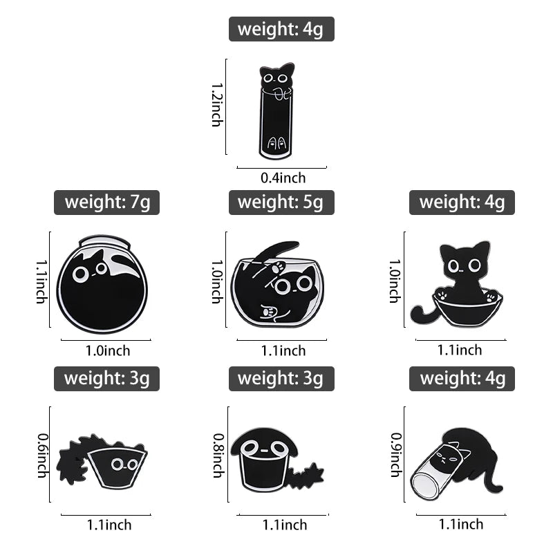 Black Cat Enamel Pin – Cute Kitten Lapel Badge Backpack Jewelry