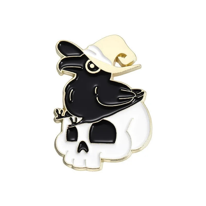 Mystic Crow Enamel Pin – Tarot & Magic Ball Design