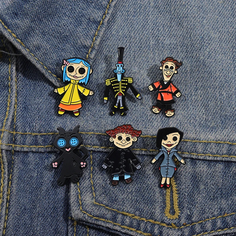 Coraline Doll Enamel Pin – Horror Punk Brooch