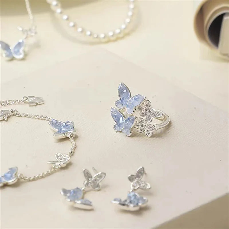 Adjustable Butterfly Crystal Jewelry Set