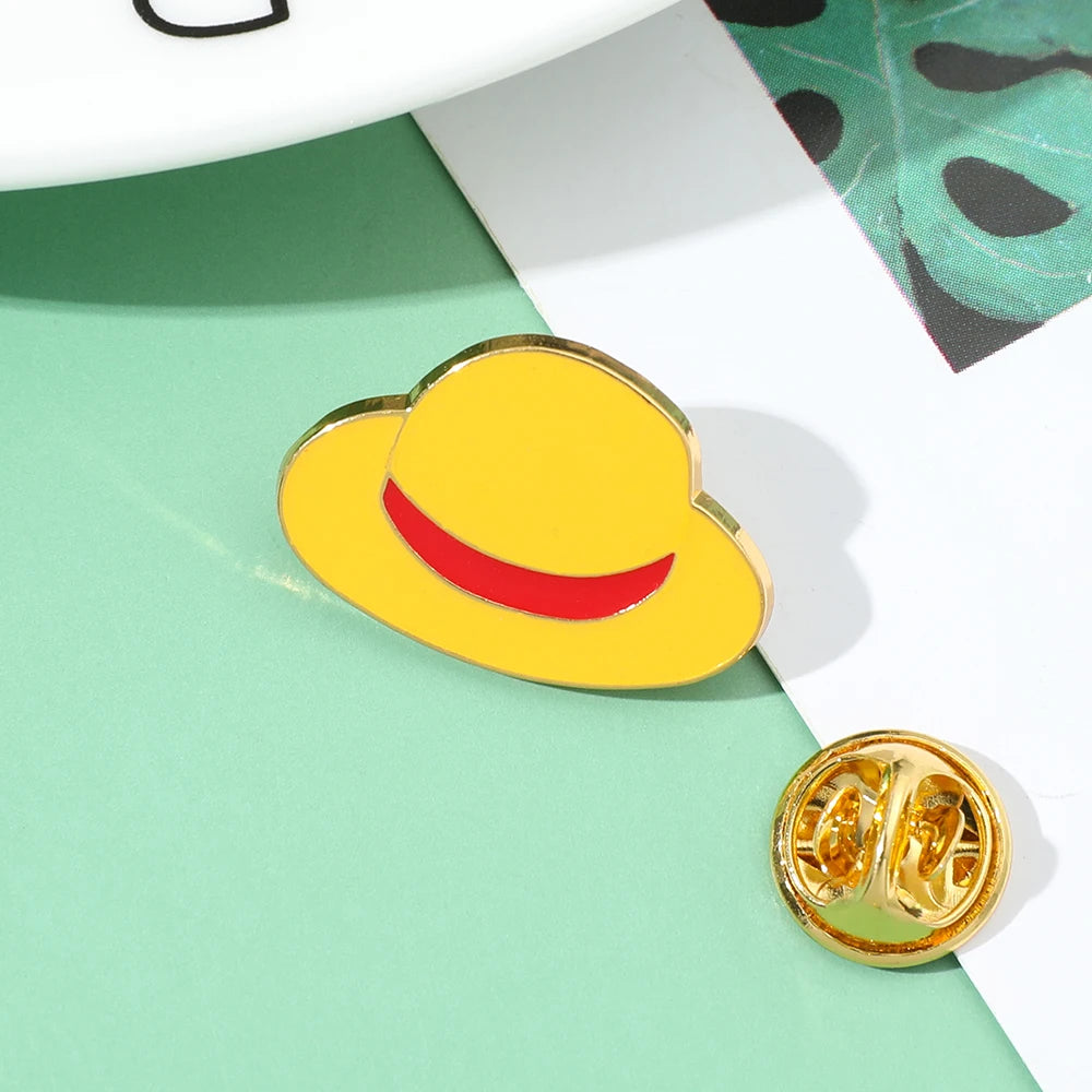One Piece Enamel Brooch – Monkey D. Luffy Skull Lapel Pin for Bags & Jackets