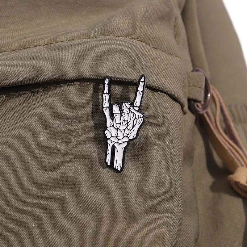 Skeleton Hand Enamel Pin – Punk Rock Brooch