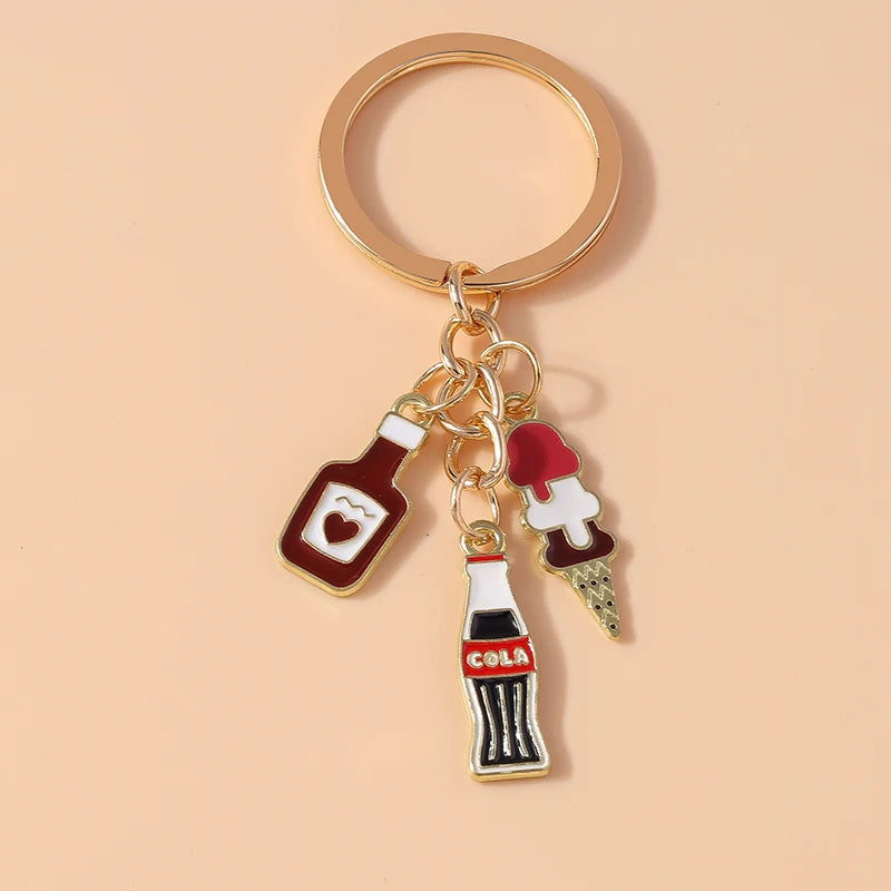 Red Wine Keychain – Cute Enamel Key Ring for Handbags