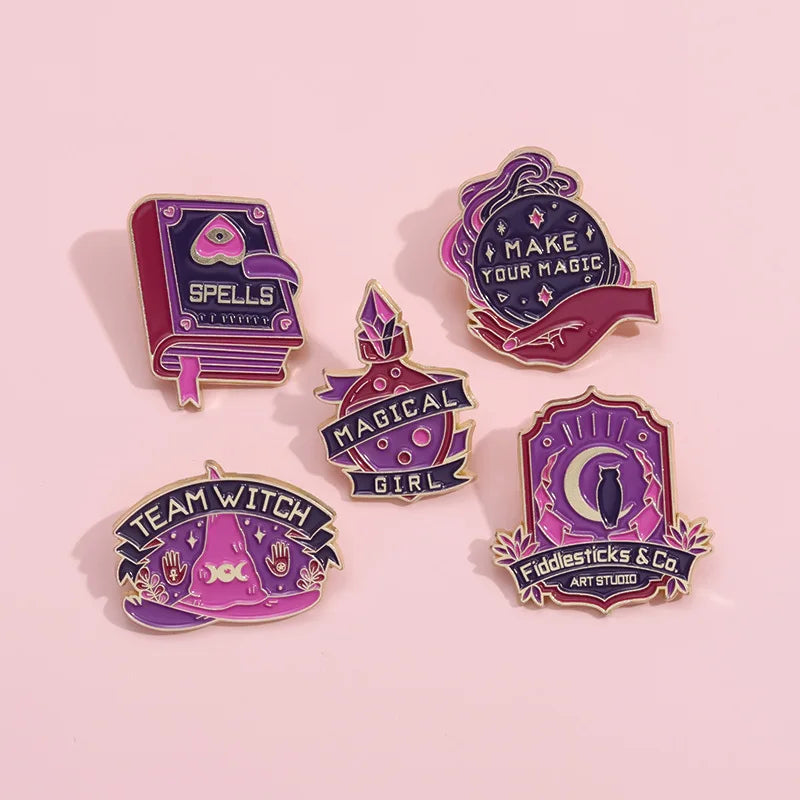 Mystic Crow Enamel Pin – Tarot & Magic Ball Design