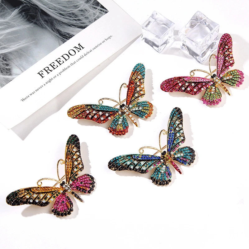 Shiny Crystal Butterfly Lapel Pin