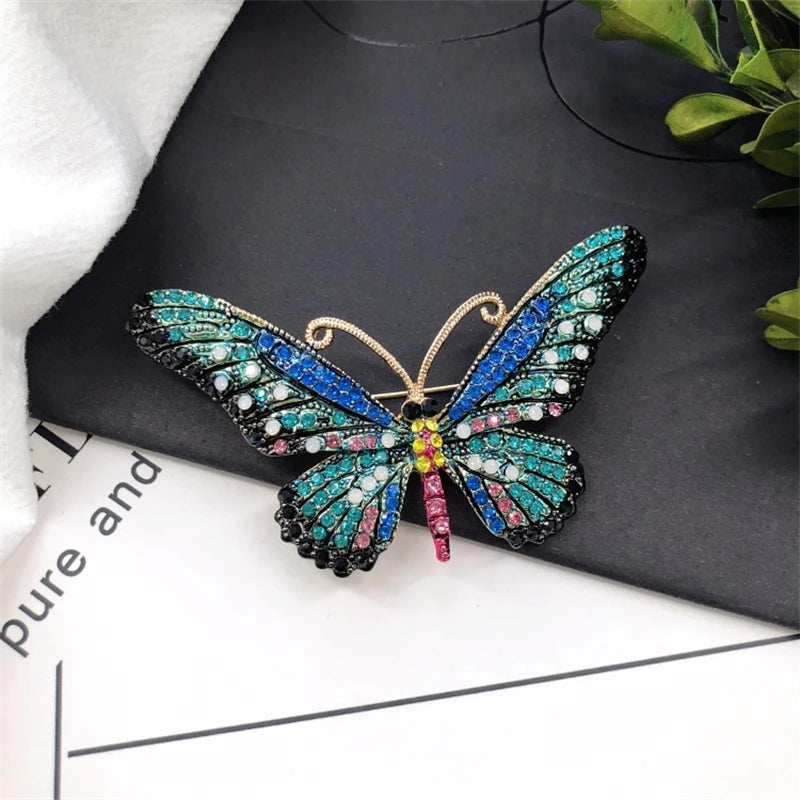 Shiny Crystal Butterfly Lapel Pin