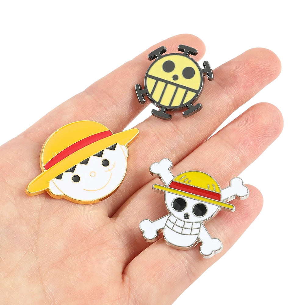 One Piece Enamel Brooch – Monkey D. Luffy Skull Lapel Pin for Bags & Jackets