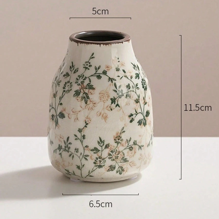 Ice Crackle Ceramic Vase – Handmade Bohemian Art Home Decoration