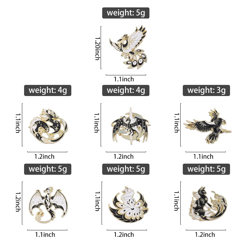 Animal Enamel Pin – Eagle, Dragon & Bird Brooch Badge
