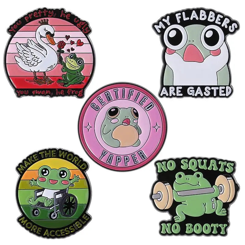 Cute Animal Enamel Pin Set (3–5pcs) – Cat & Capybara Brooches