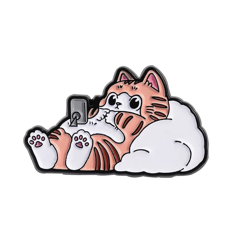 I’m OK Cat Office Work Enamel Pin – Funny Money Brooch