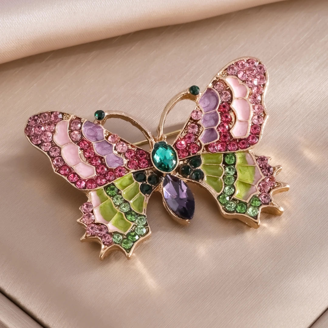 Shiny Crystal Butterfly Lapel Pin