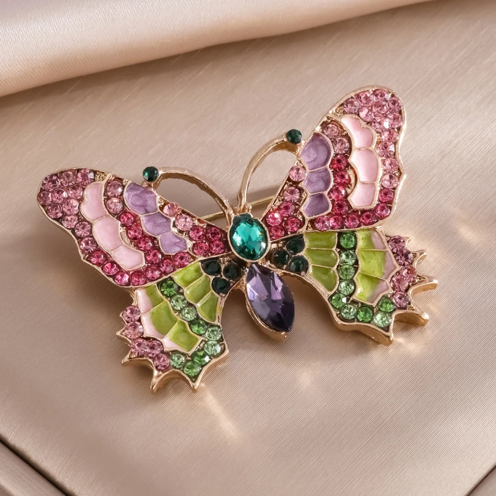 Shiny Crystal Butterfly Lapel Pin