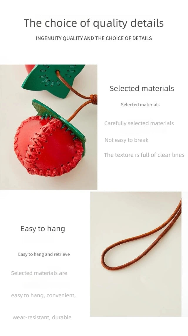 Persimmon Leather Bag Charm – Elegant Fashion Accent