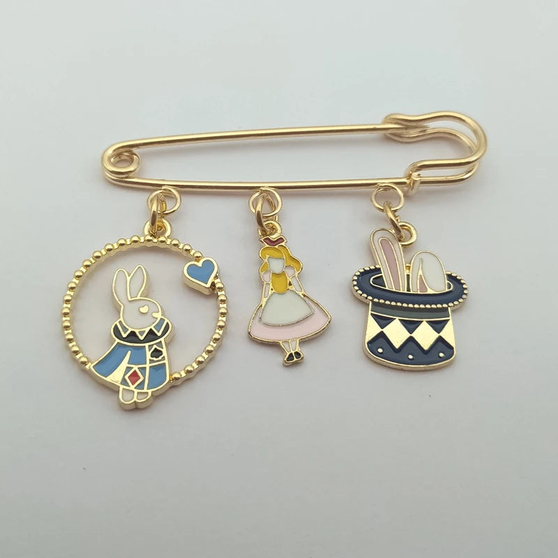 Alice Rabbit Enamel Brooch – Cute Cartoon Pin for Bags, Hats & Clothes