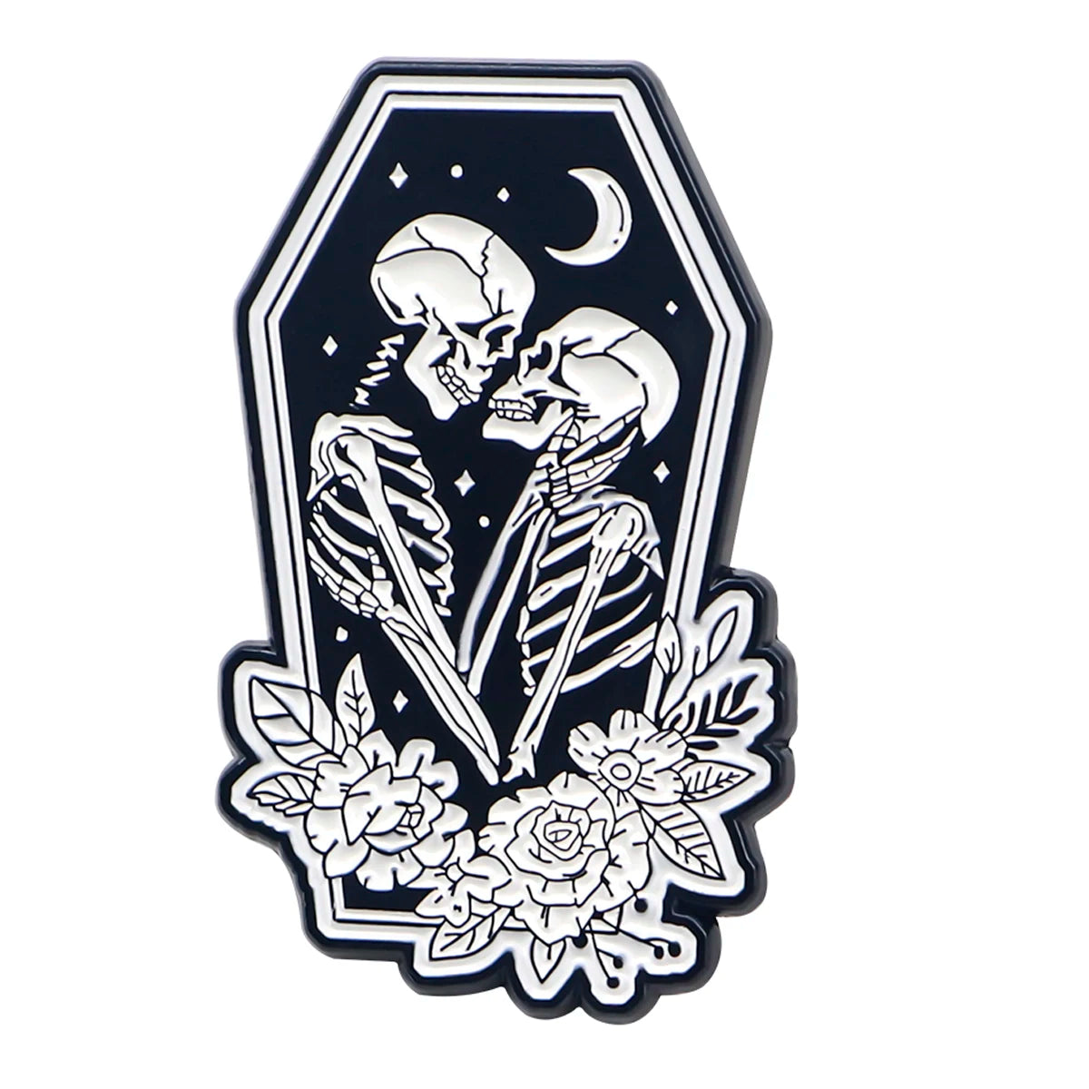 Spooky Skeleton Pin – Halloween Love Brooch, Punk Jewelry Gift