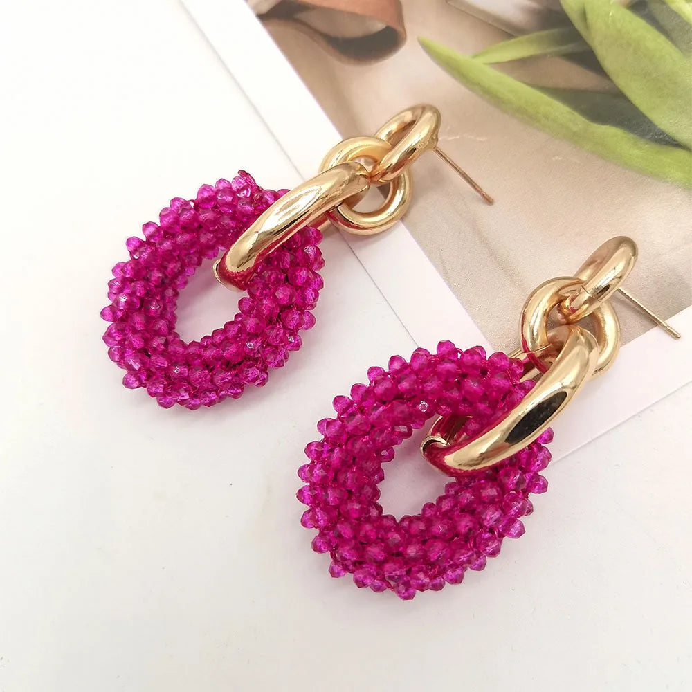 Vintage Boho Beaded Hoop Earrings
