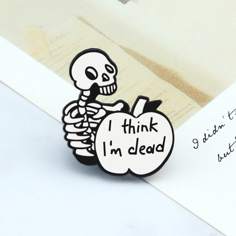 BOO! Skull Enamel Pin – Black & White Punk Horror Lapel Badge for Bags & Jackets