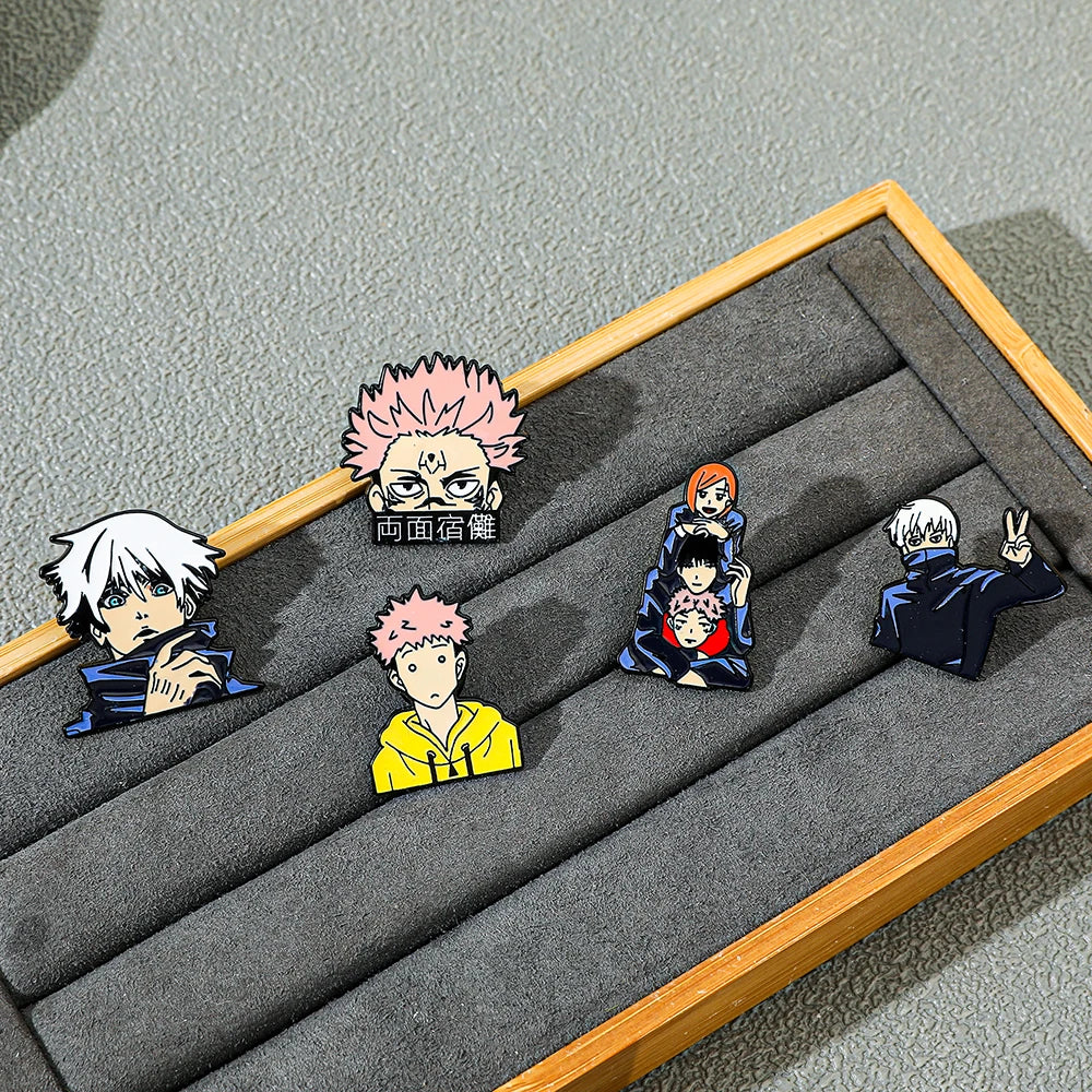 Itadori Yuji Enamel Pin Set – 5pcs Funny Anime Brooch Collection