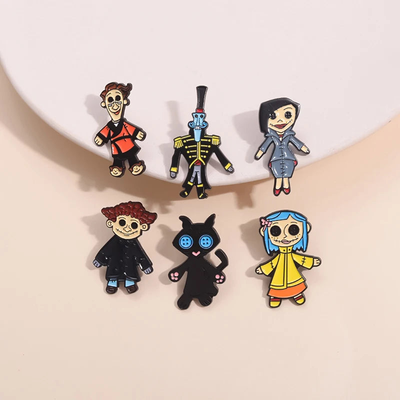 Coraline Doll Enamel Pin – Horror Punk Brooch