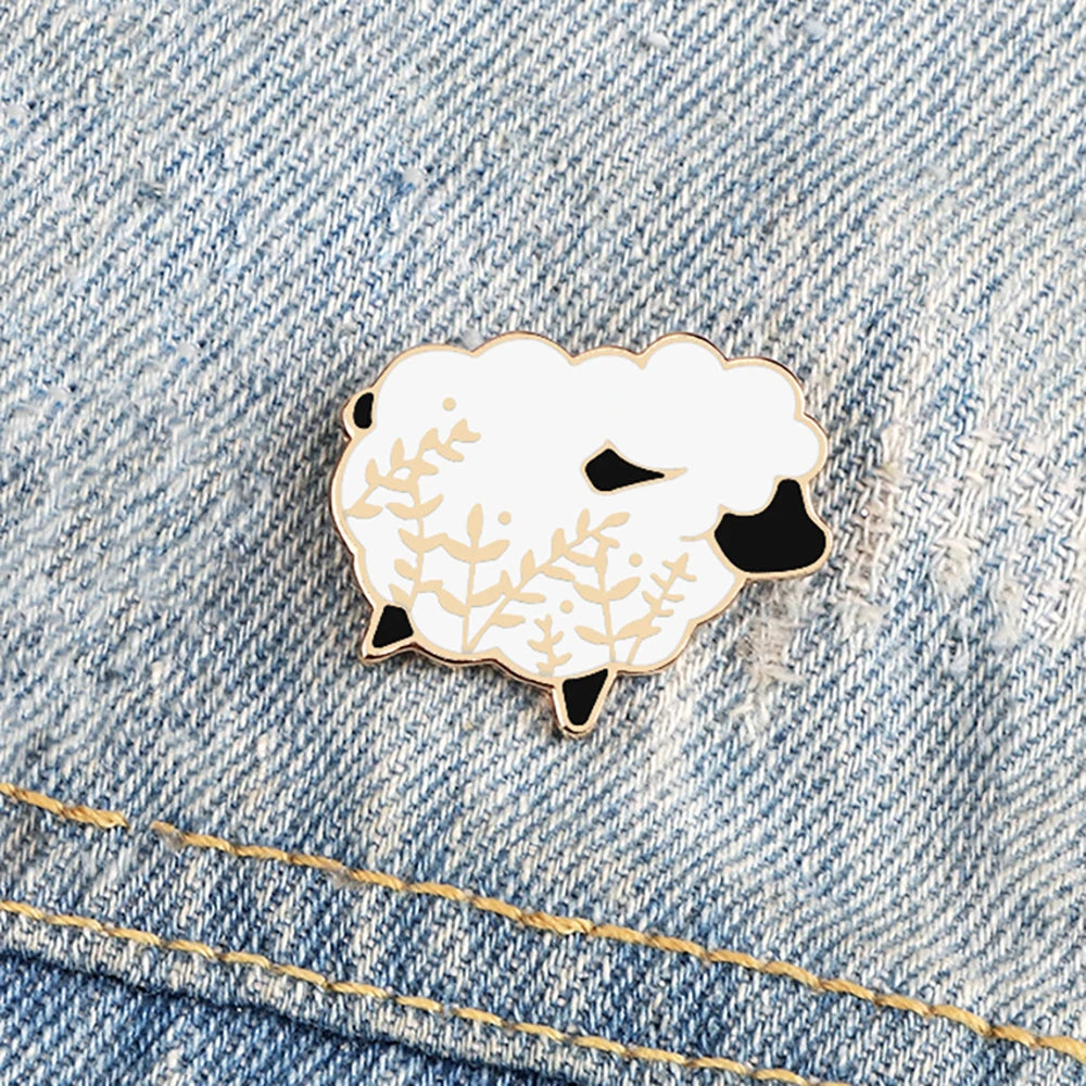 Cute Black Goat Enamel Pin – Funny Cartoon Animal Brooch