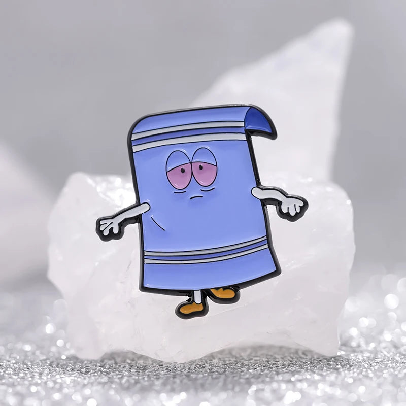 Comedy Anime Towel Enamel Pin – Funny Cartoon Brooch Gift for Friends